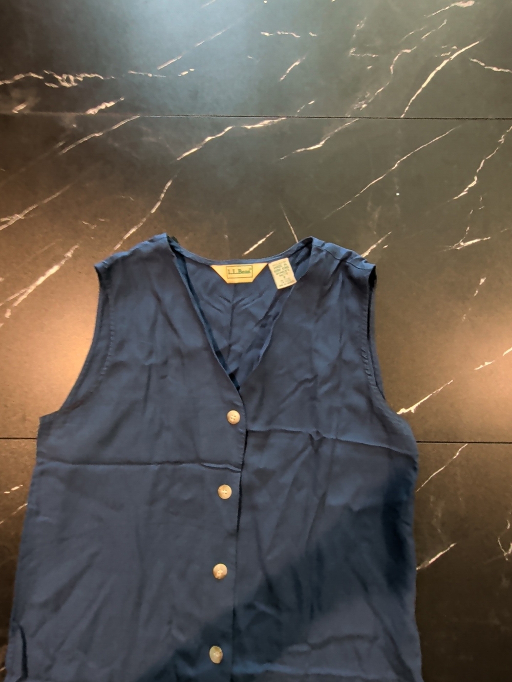 VINTAGE L.L. Bean Navy V-Neck Sleeveless Button Front Camisole - Picture 2 of 7
